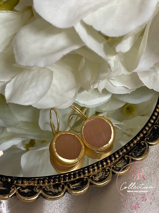 Noori Rustic Gold Plated Earrings (ST088) Peach