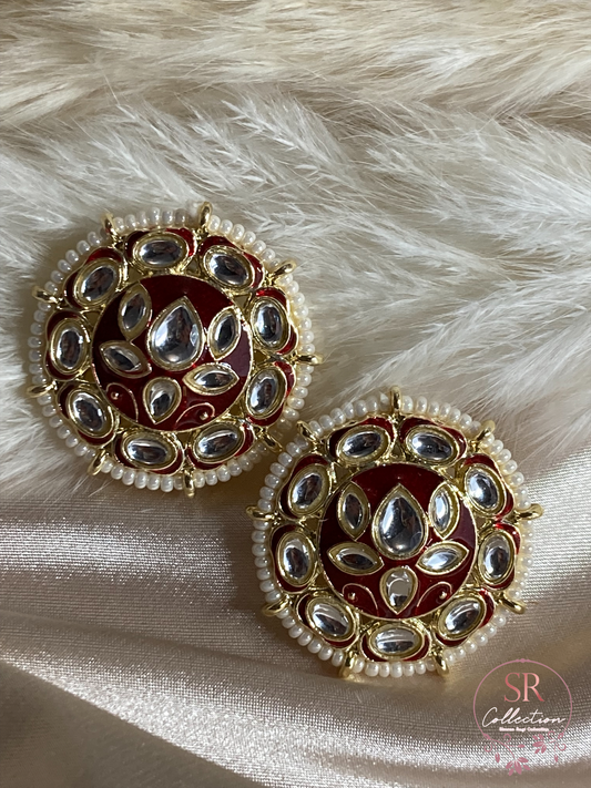 Ruhi Meenakari Stud Earrings (ST089) Maroon