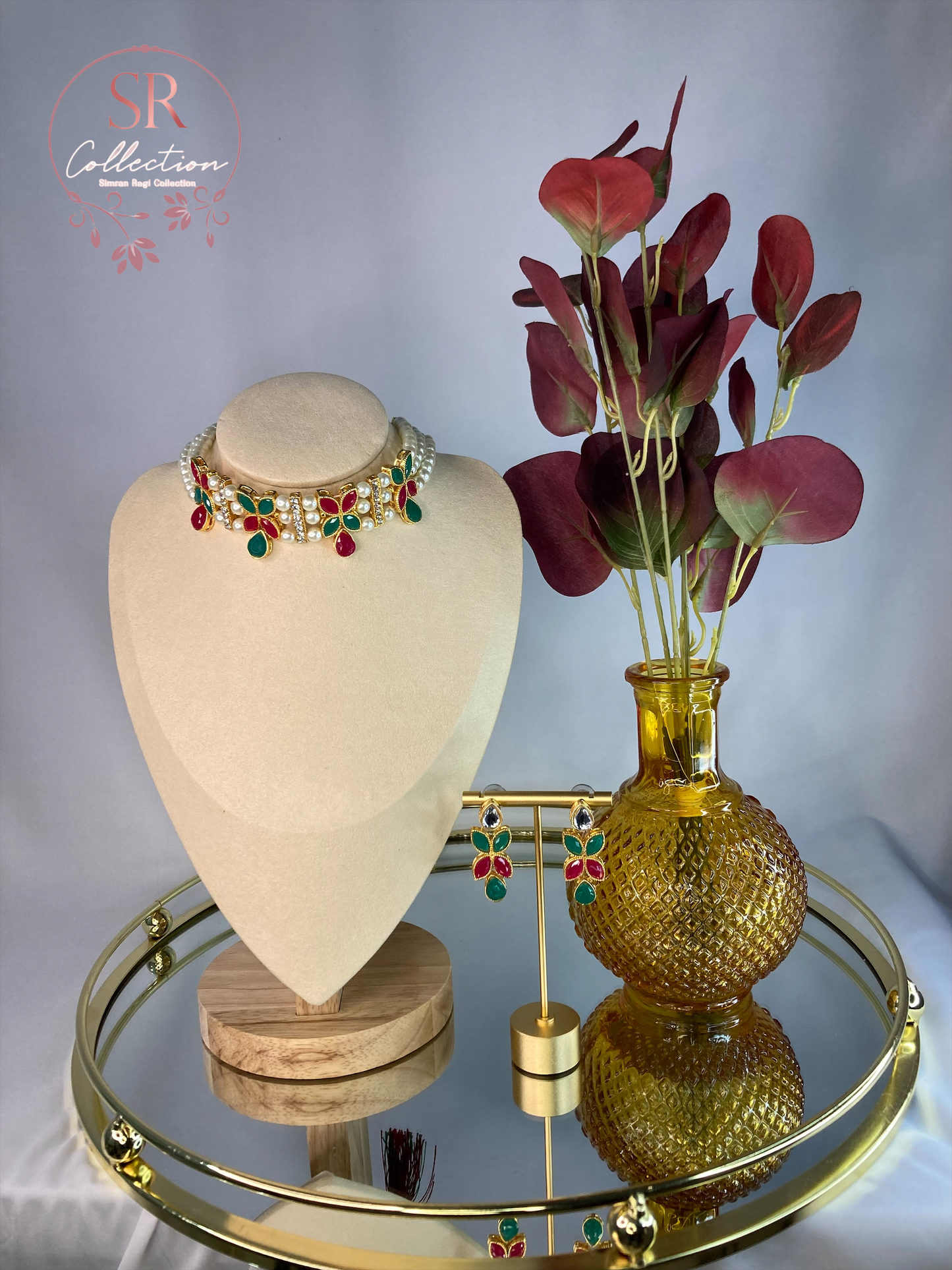 Nimrit Choker Set (ST095) (Emerald And Ruby)