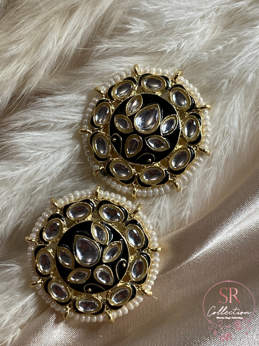 Ruhi Meenakari Stud Earrings (ST089) Black