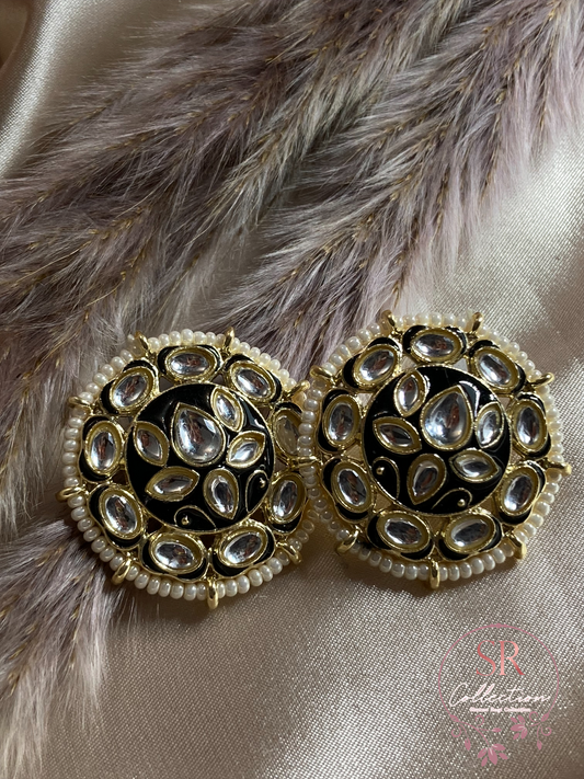 Ruhi Meenakari Stud Earrings (ST089) Black