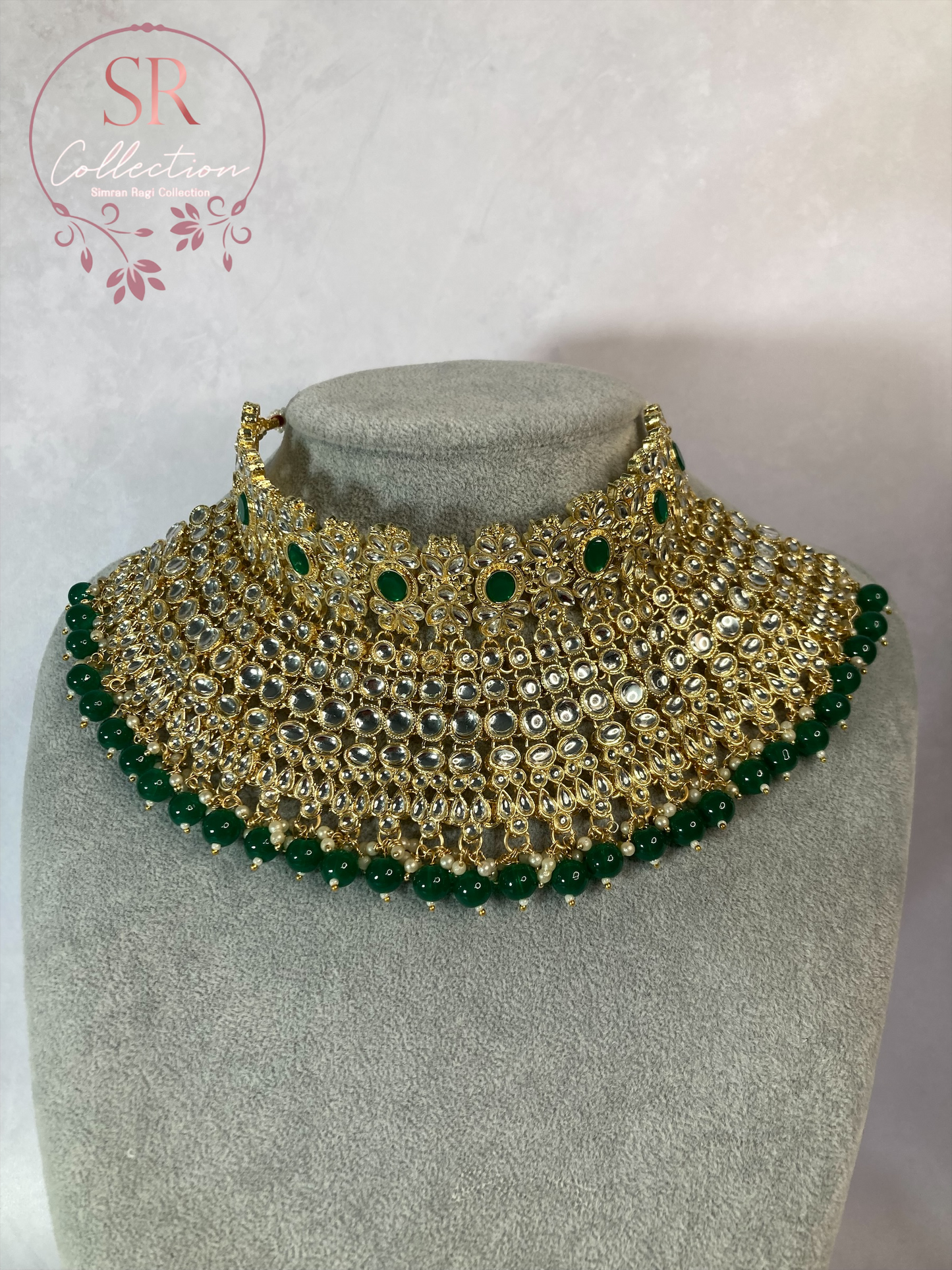 Maharani Gold Plated Kundan Choker Set (ST222) Emerald