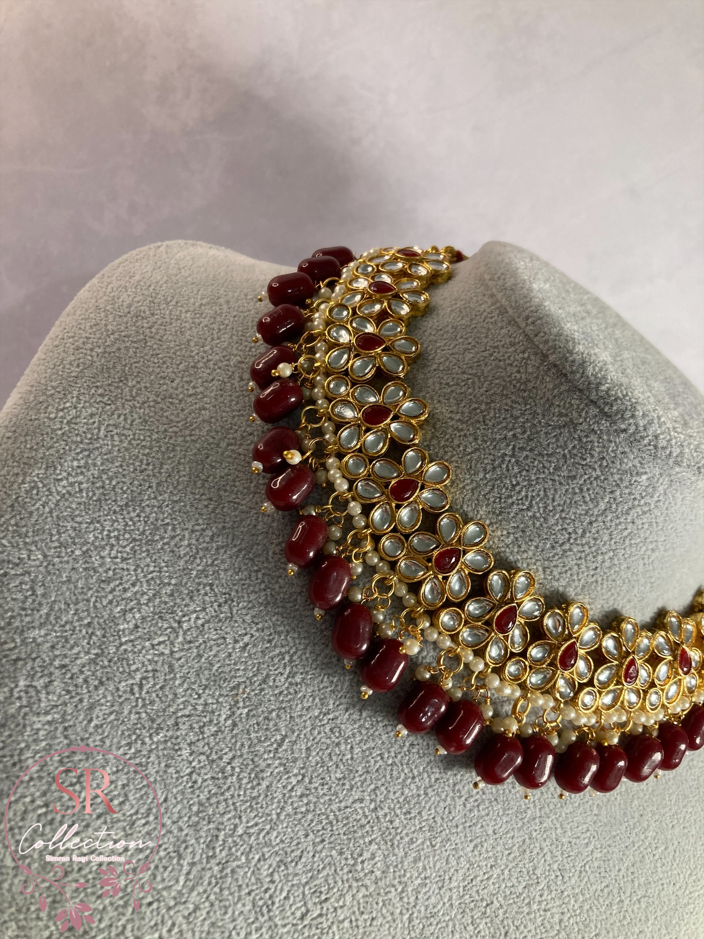 Sift Gold Plated and Kundan Choker Set (ST181) Maroon