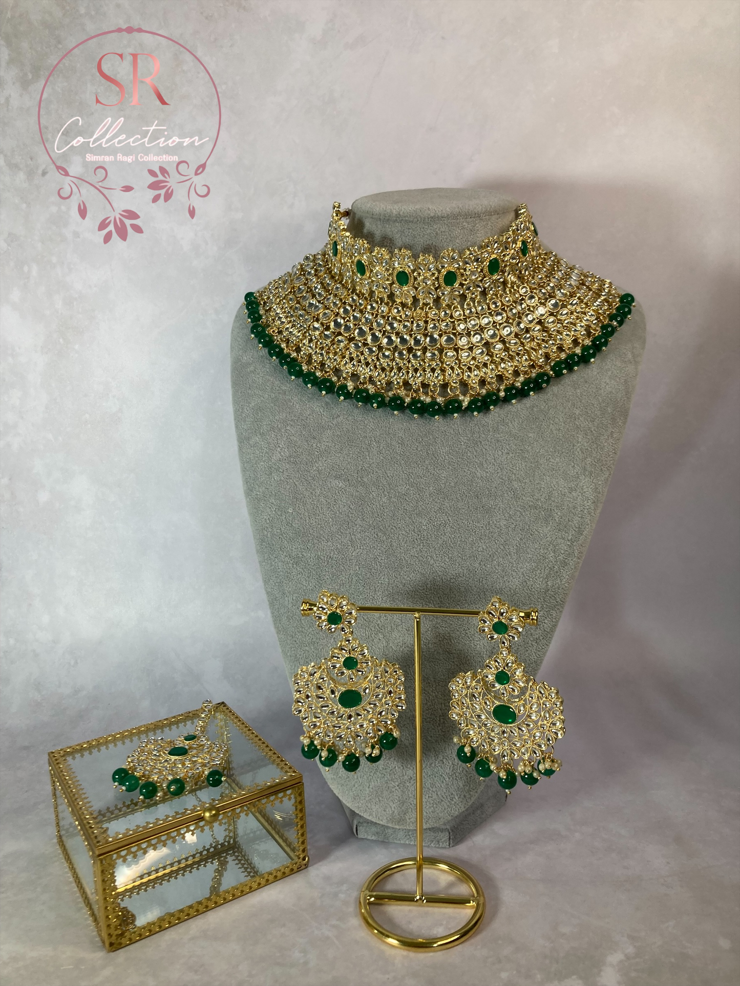 Maharani Gold Plated Kundan Choker Set (ST222) Emerald