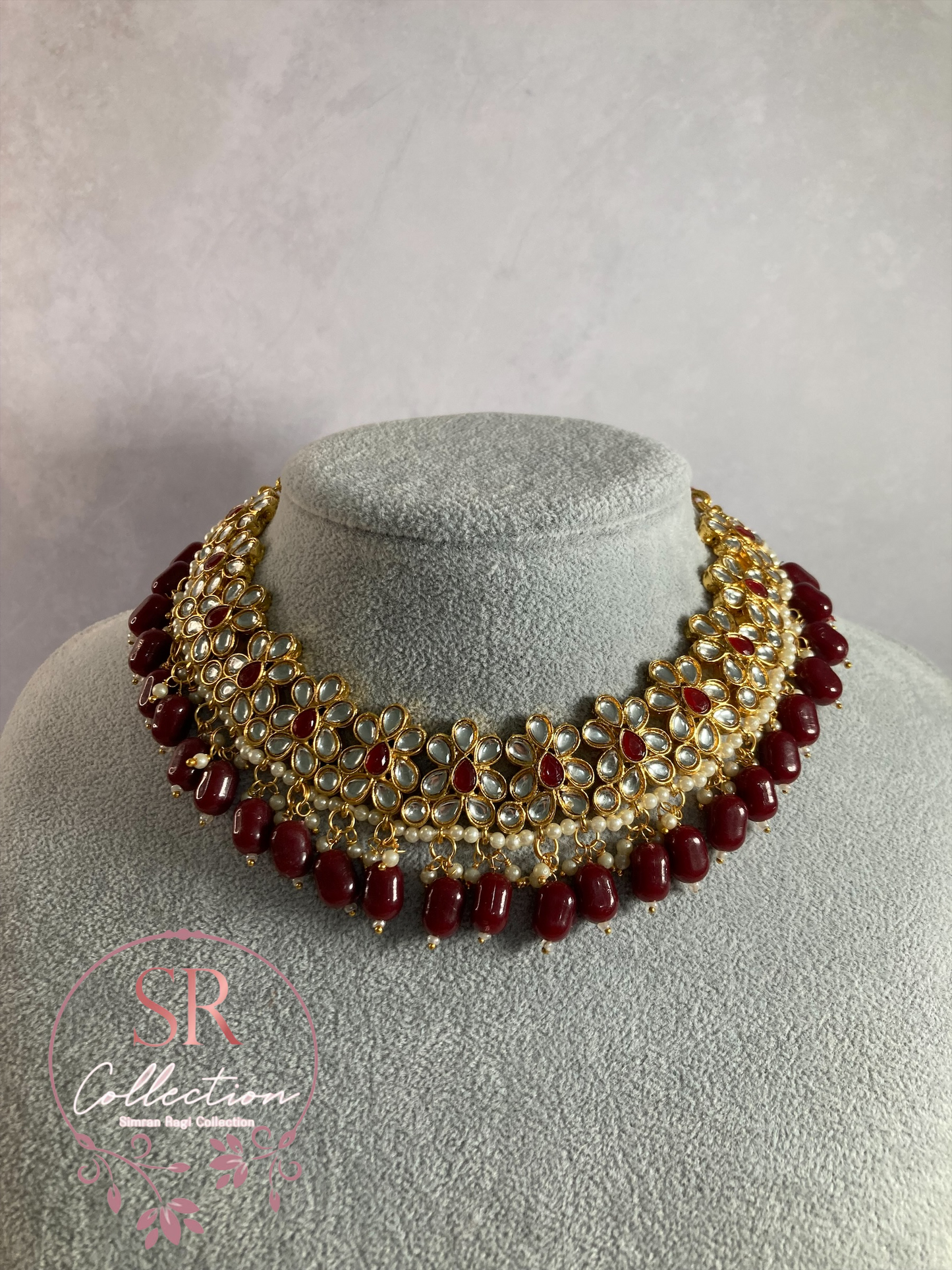 Sift Gold Plated and Kundan Choker Set (ST181) Maroon