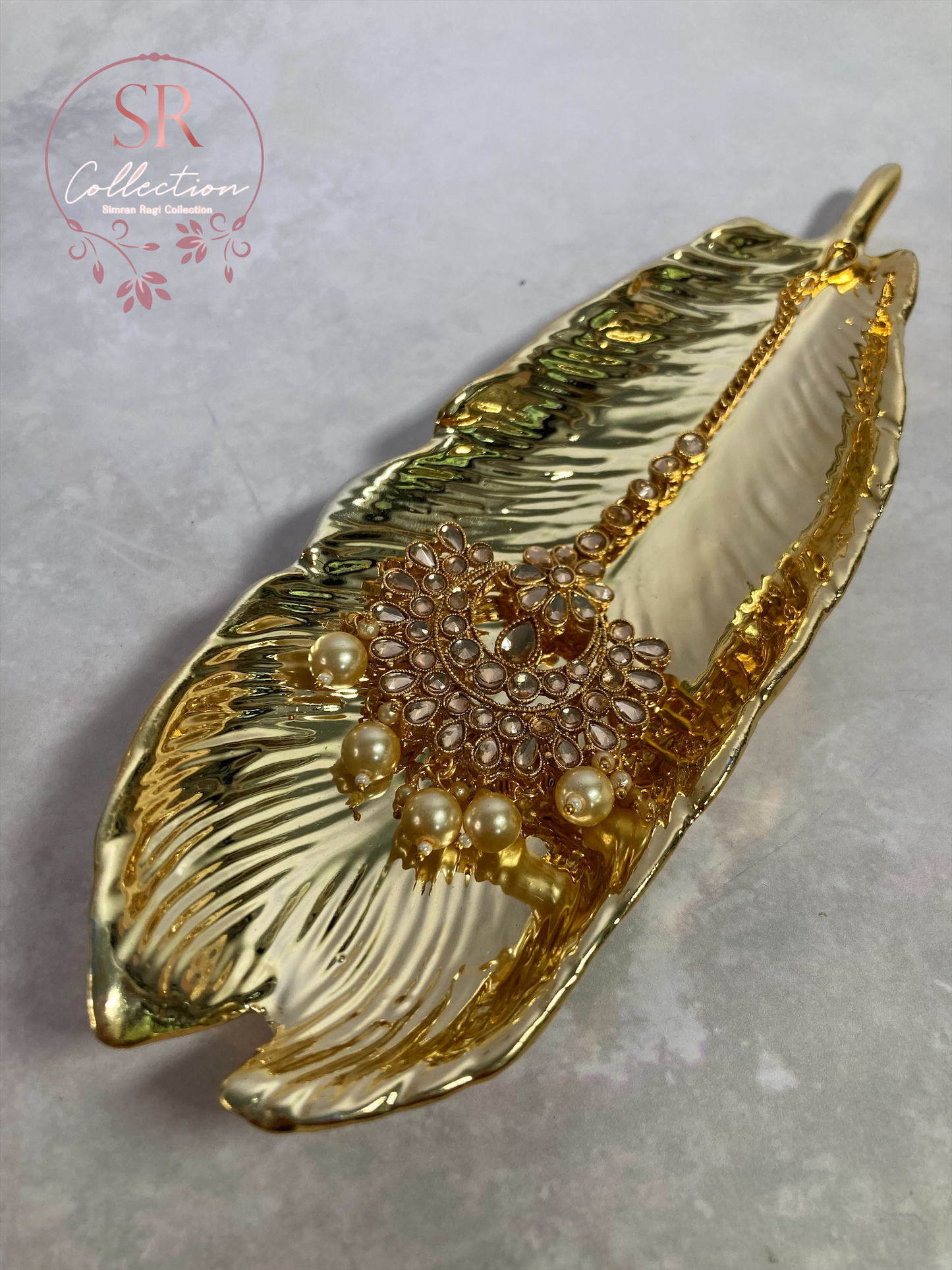 Amber Gold Plated Kundan Beaded Set (ST221) Antique White