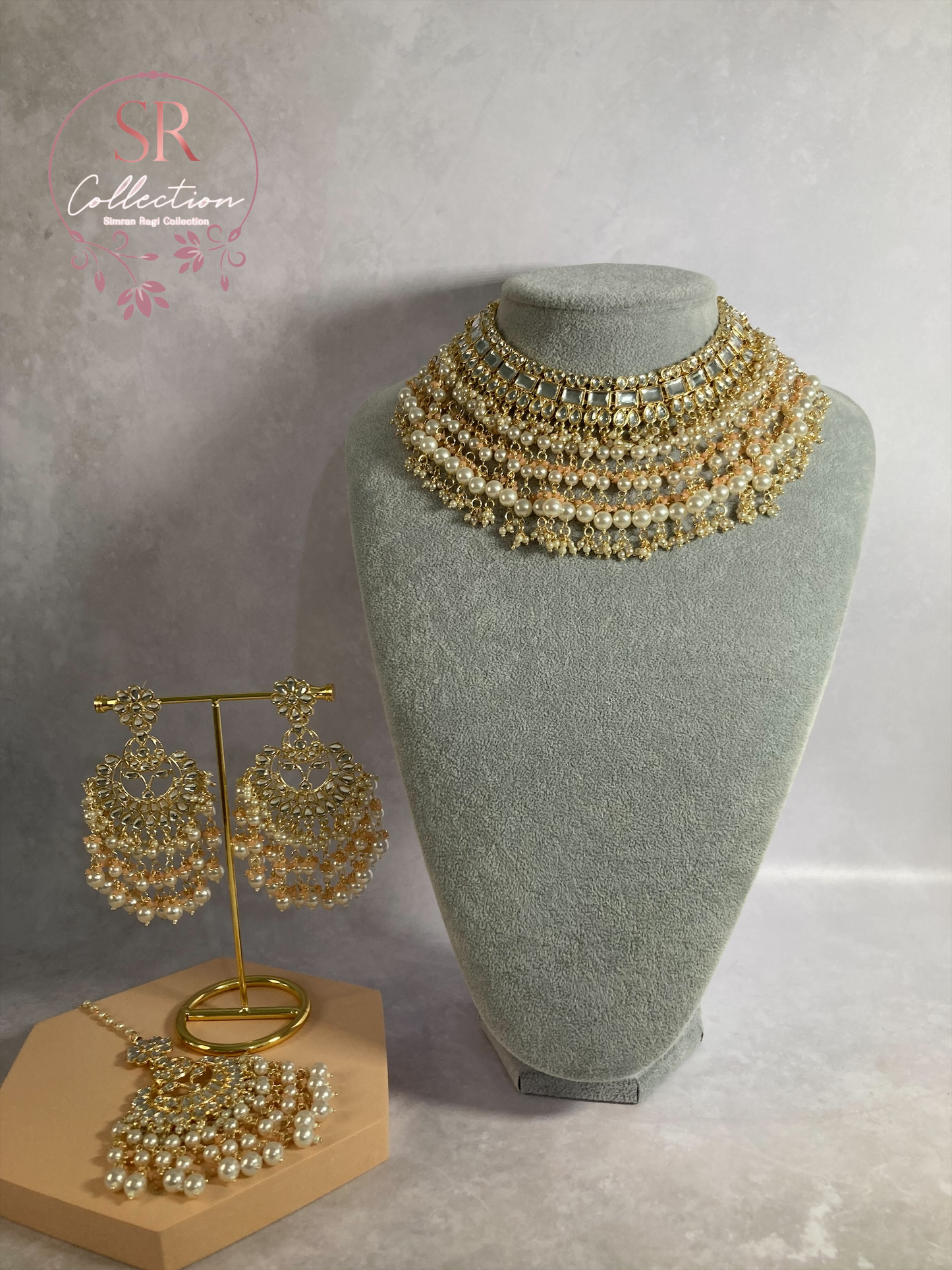 Ruha Gold Plated Kundan Set (ST220) Peach