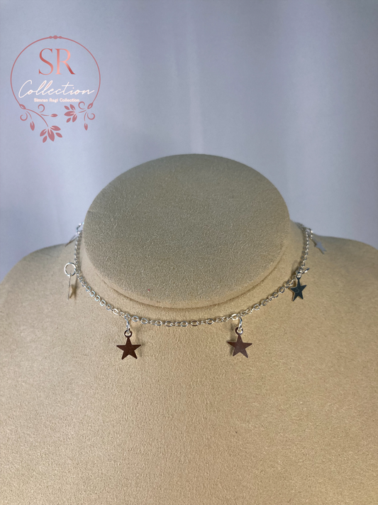 Small Star Choker Necklace (ST211) Silver