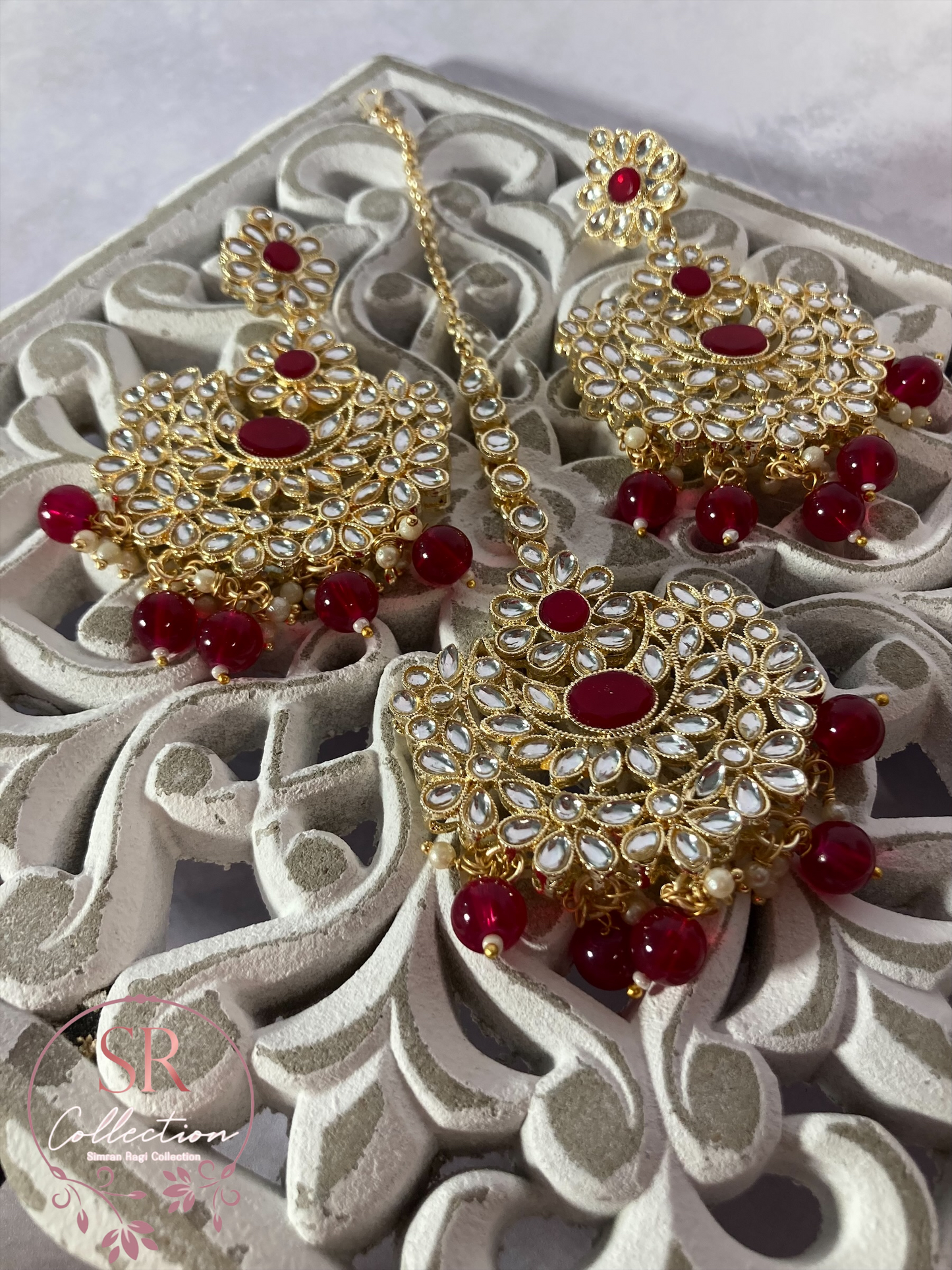 Maharani Gold Plated Kundan Set (ST222) Maroon