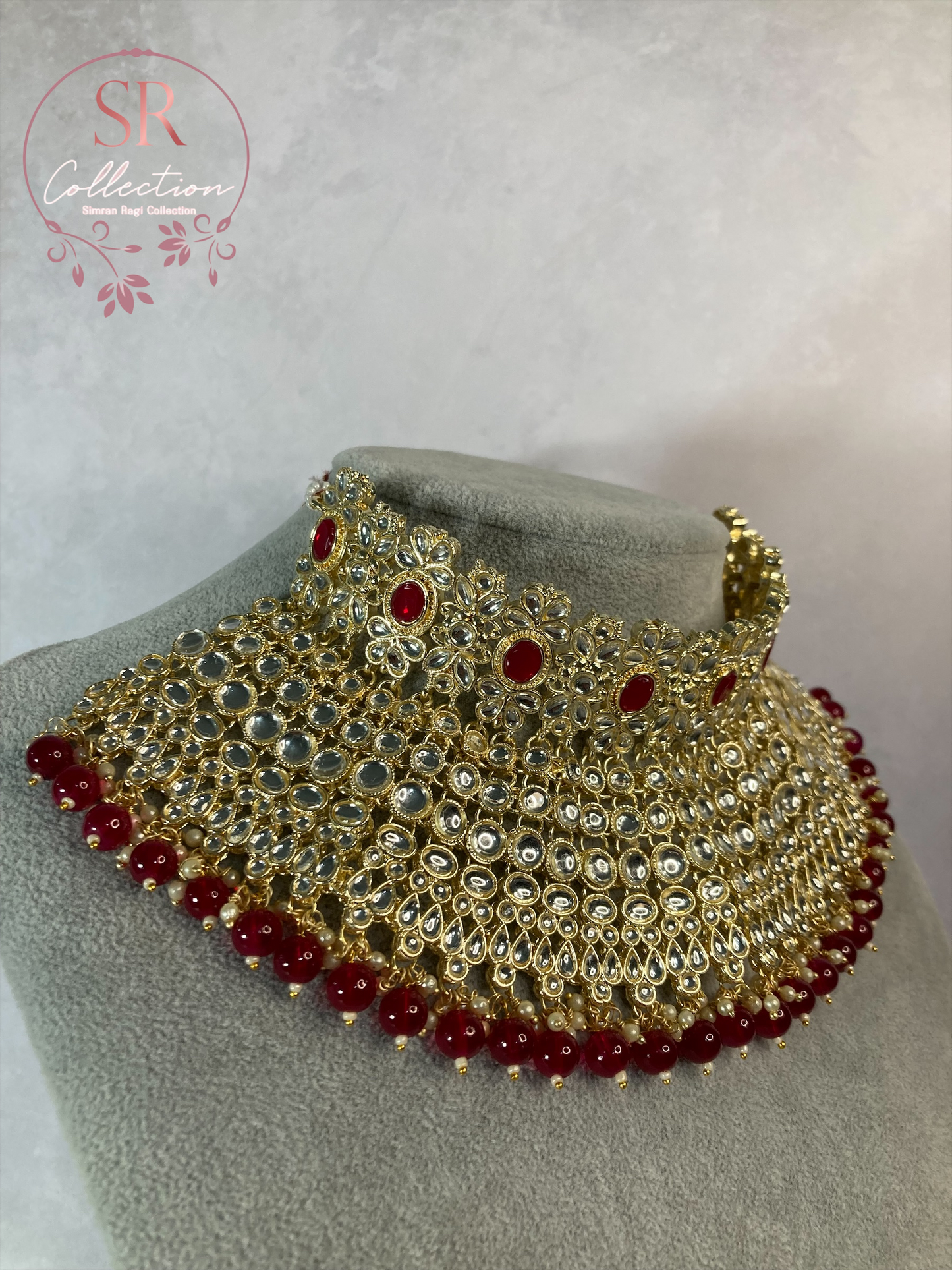 Maharani Gold Plated Kundan Set (ST222) Maroon