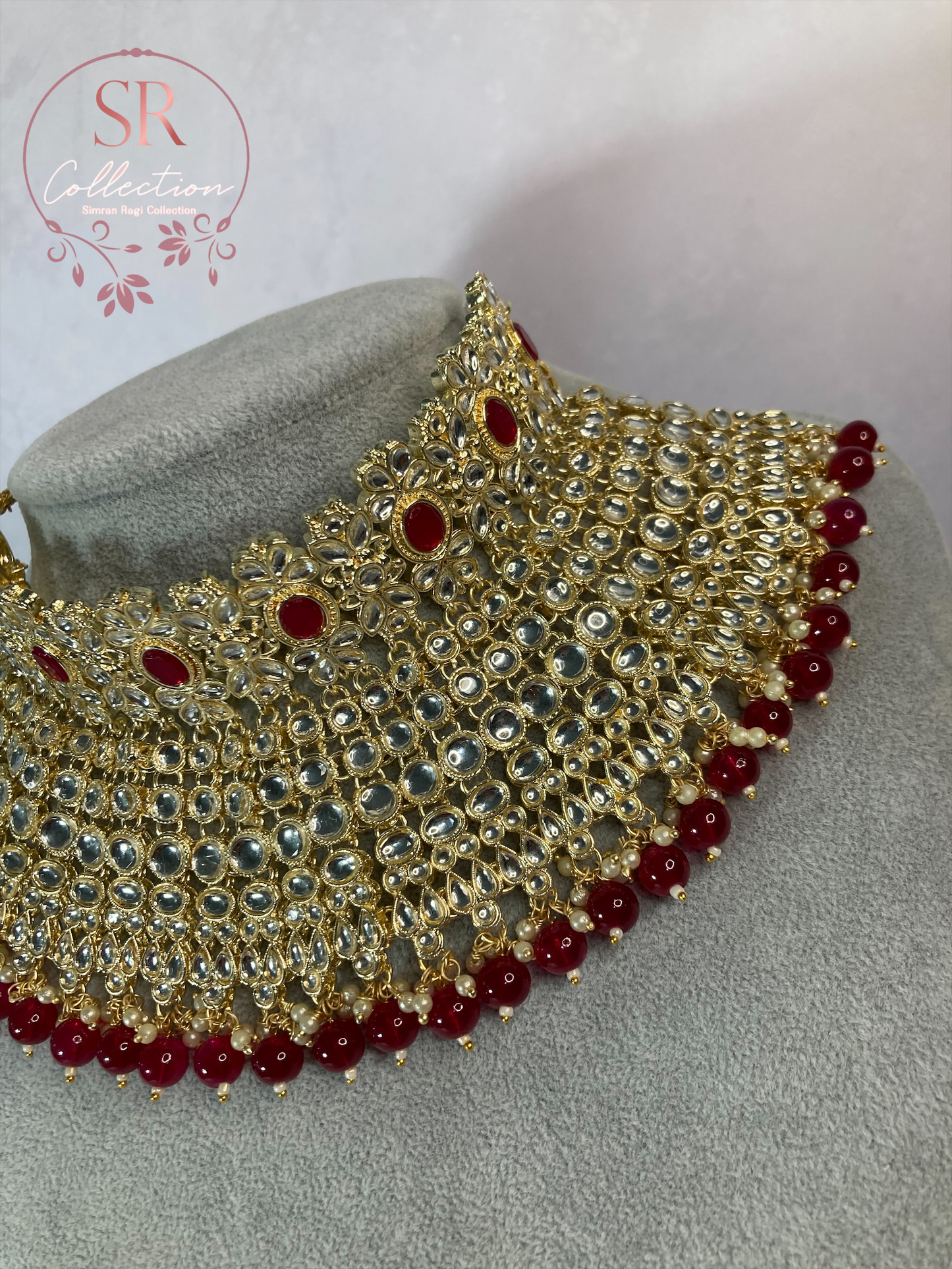 Maharani Gold Plated Kundan Set (ST222) Maroon