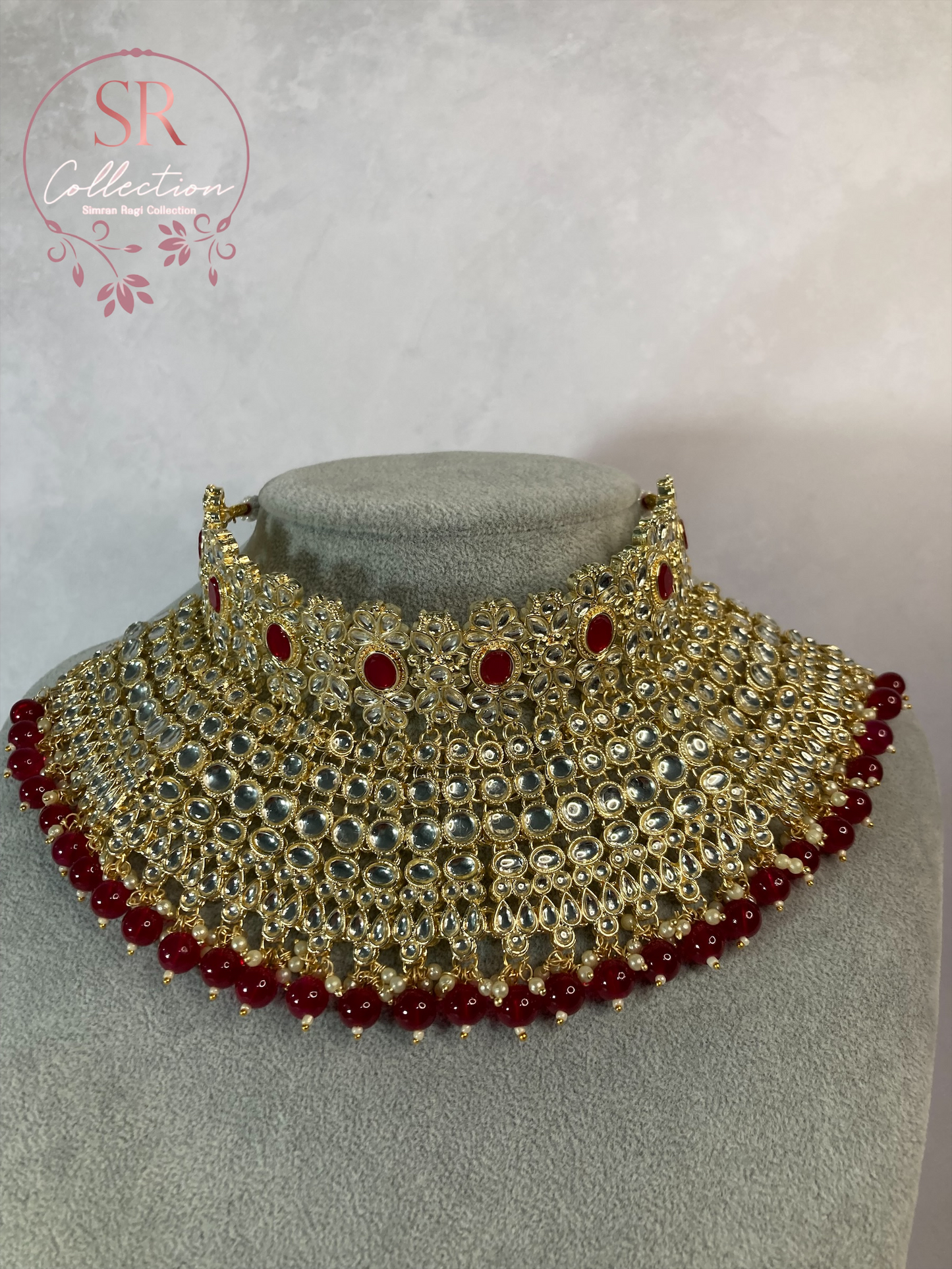 Maharani Gold Plated Kundan Set (ST222) Maroon