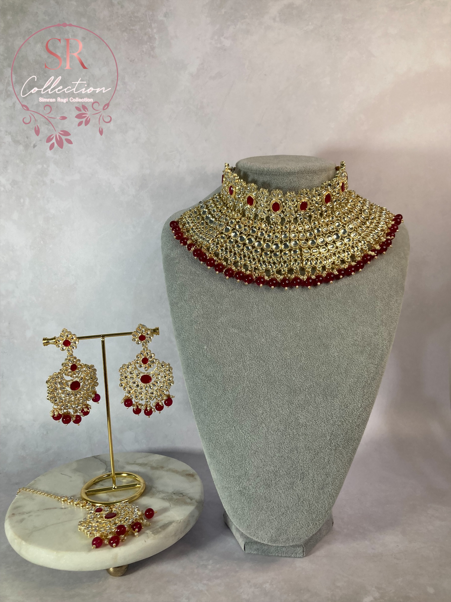 Maharani Gold Plated Kundan Set (ST222) Maroon