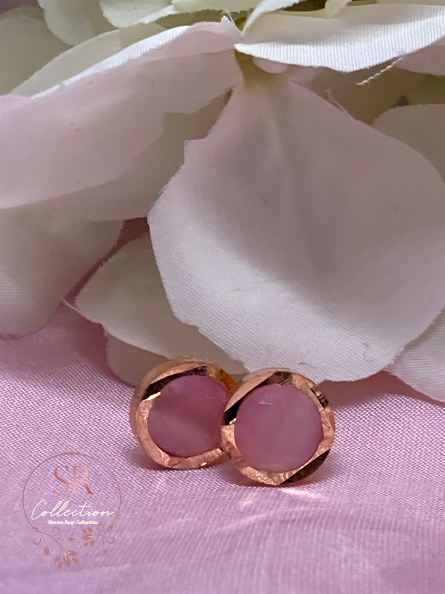 Savanna Gold Plated Pink Stud Earrings (ST008)