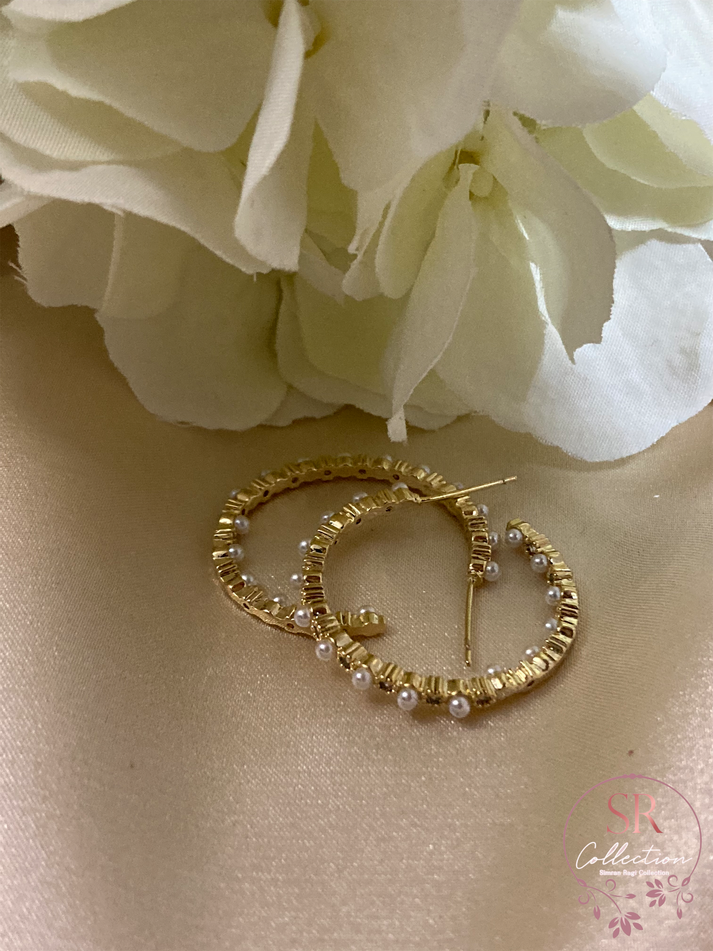 Luna Pearl Hoop Earrings (ST019)