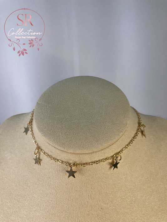 Small Star Choker Necklace (ST211) Gold