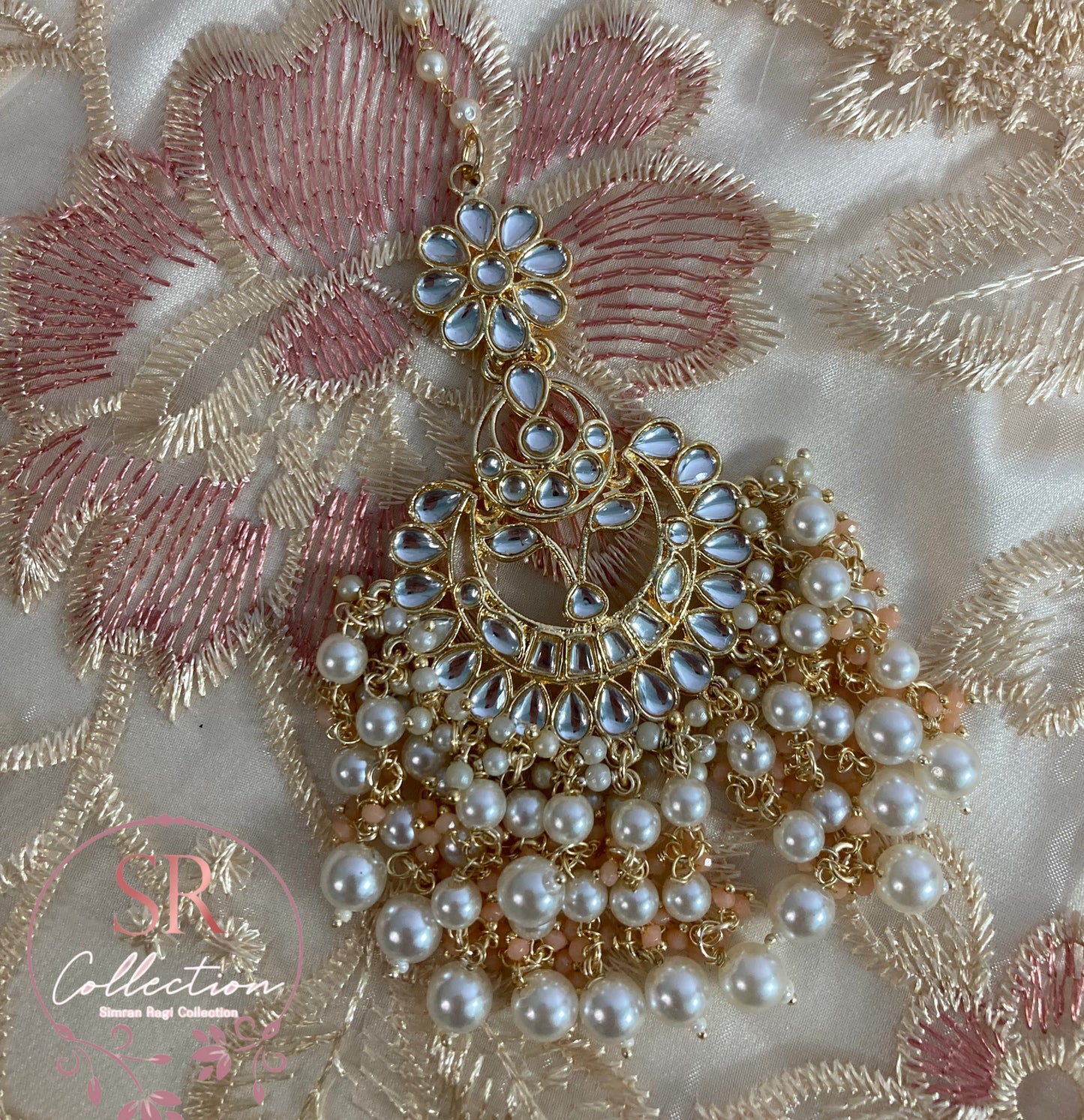 Ruha Gold Plated Kundan Set (ST220) Peach