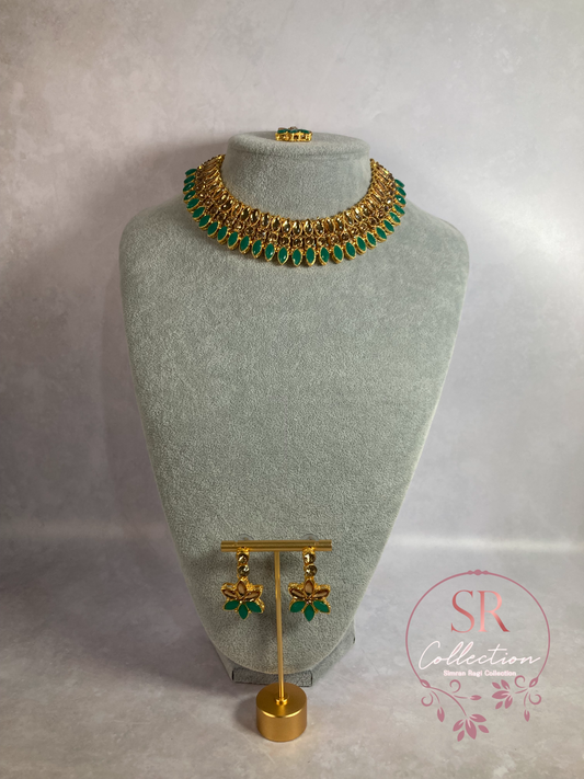 Chaya Gold Plated Kundan Choker Set (ST167) Emerald